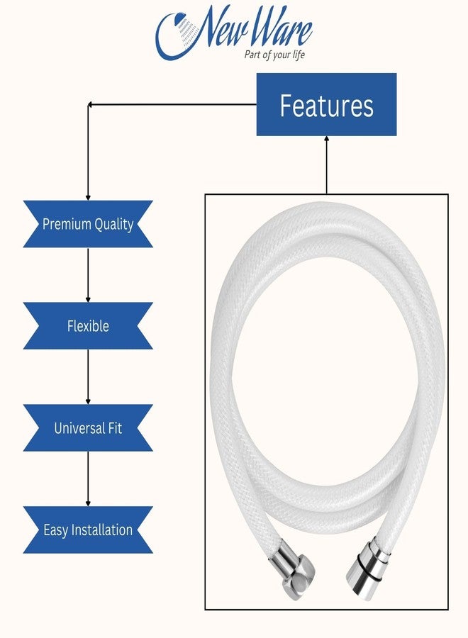 NEW WARE طقم خرطوم دش يدوي وخرطوم دش يدوي من نيو وير، بطول 1.5 متر من مادة PVC | ملحق حمام مرن، مقاوم للتشابك ومتين - Image 4